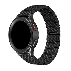 Браслет Pitaka Carbon Fiber для Samsung Watch 20mm / 22mm карбон чёрно-серый (полоска)