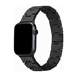Браслет Pitaka Retro Fiber для Apple Watch 42 / 44 / 45 / 49mm карбон чёрно-серый (полоска)