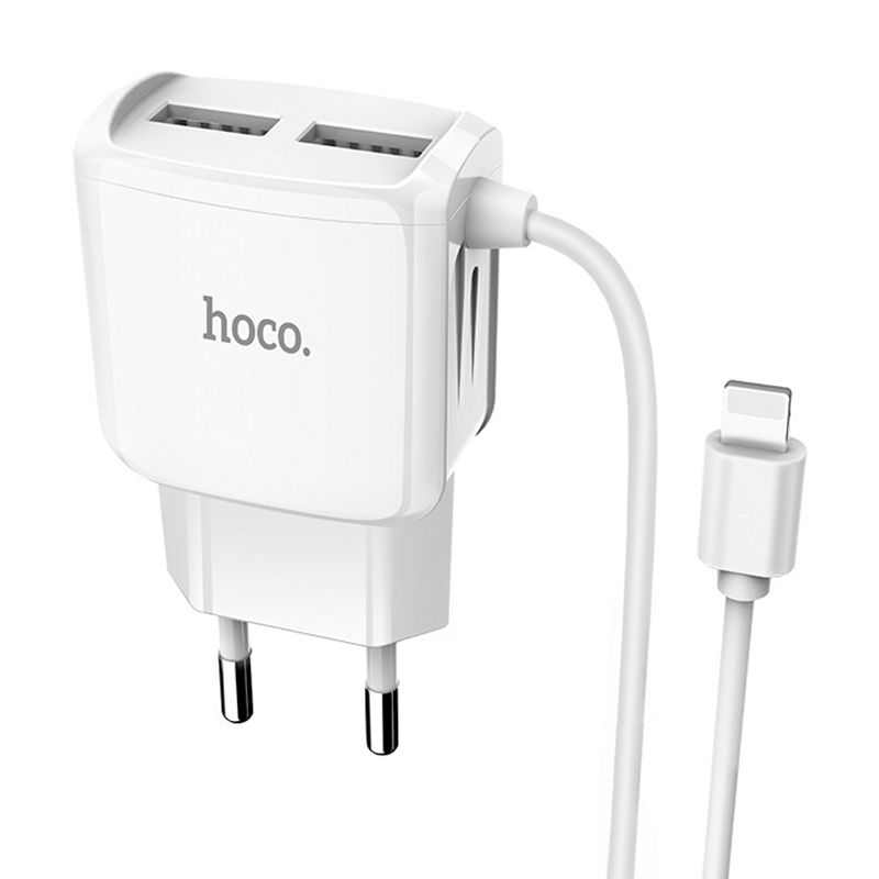 Сетевое зарядное устройство + кабель Lightning Hoco C59A 10 Вт, белый - 1