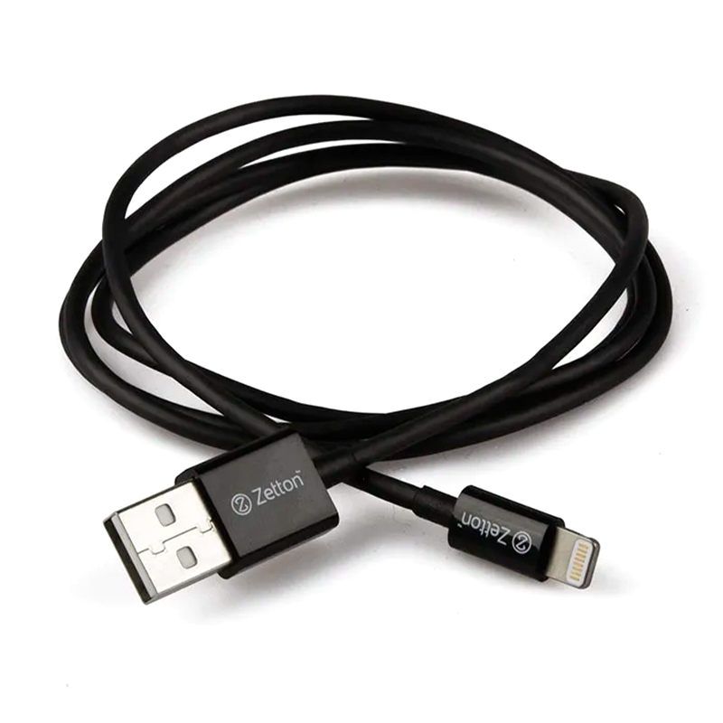 Дата-кабель Zetton ZTUSBMFI1A8 Lightning 1 м, чёрный - 1
