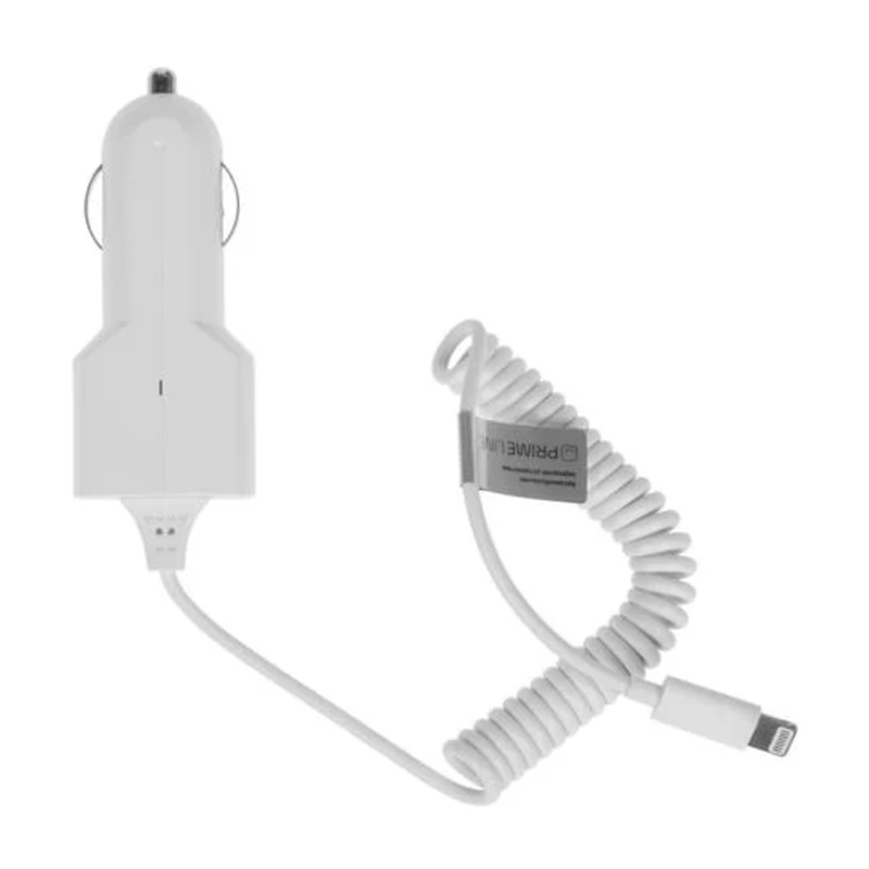Автомобильное зарядное устройство + кабель Lightning Prime Line 2201 5 Вт, белый - 3