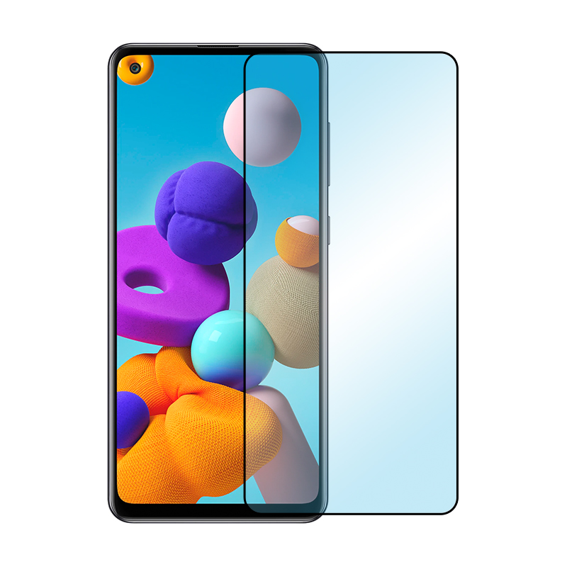 Защитное стекло 3D Premium для Samsung Galaxy A21s, черная рамка - 1