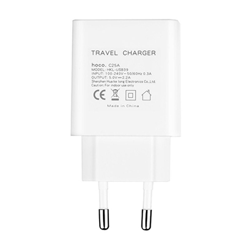 Сетевое зарядное устройство Hoco C25A с индикатором 12 Вт, белый - 3