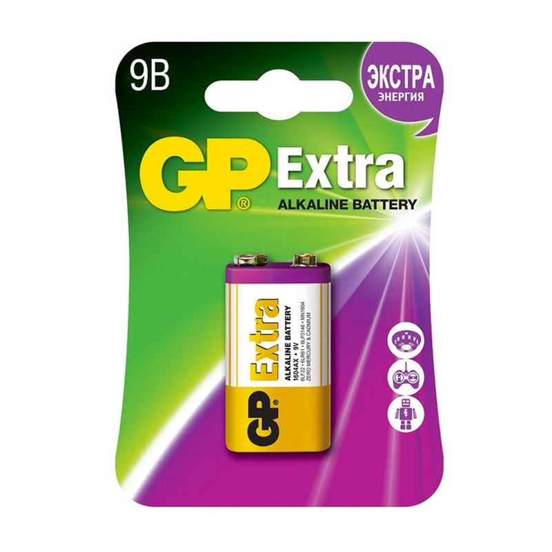 Батарейка GP Extra Alkaline 6LR61-1BL, 1шт  - 1