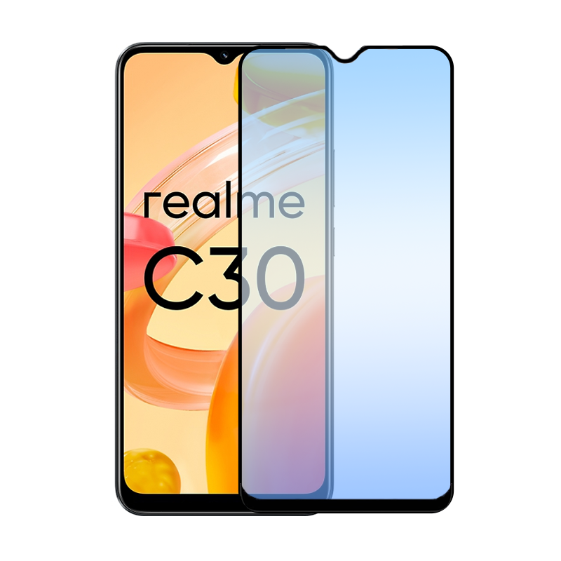 Защитное стекло 3D Classic для Realme C30 / C31 / C33, черная рамка - 1