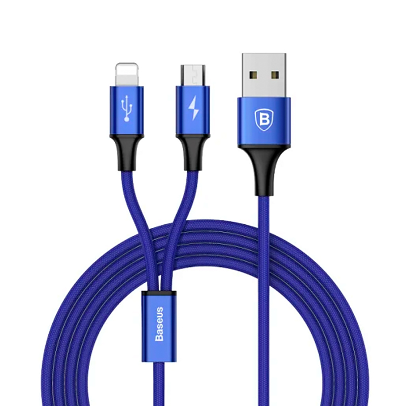 Дата-кабель Baseus Rapid Series Lightning+Micro 1.2 м, синий - 1