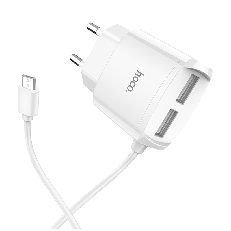 Сетевое зарядное устройство + кабель Micro Hoco C59A 10 Вт, белый - 2