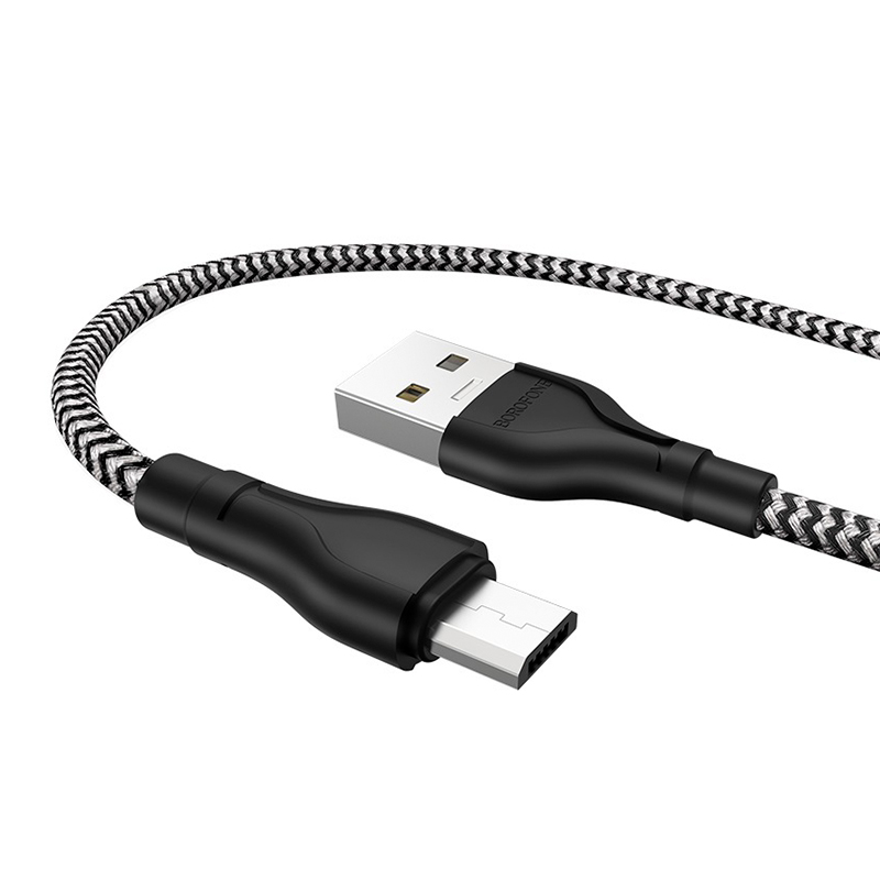 Дата-кабель Borofone BX39 Micro 1 м, чёрный с белым - 1