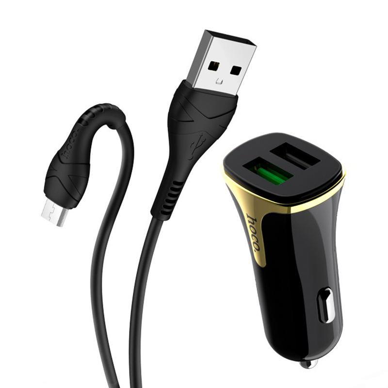 Автомобильное зарядное устройство + кабель Micro Hoco Z31 18 Вт, чёрный - 4