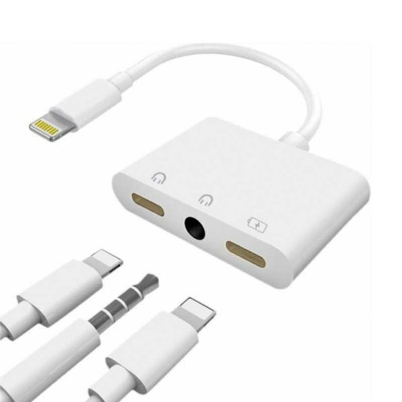 Адаптер-переходник MH035 (Lightning to 3.5mm mini Jack + Lightning x2) - 2