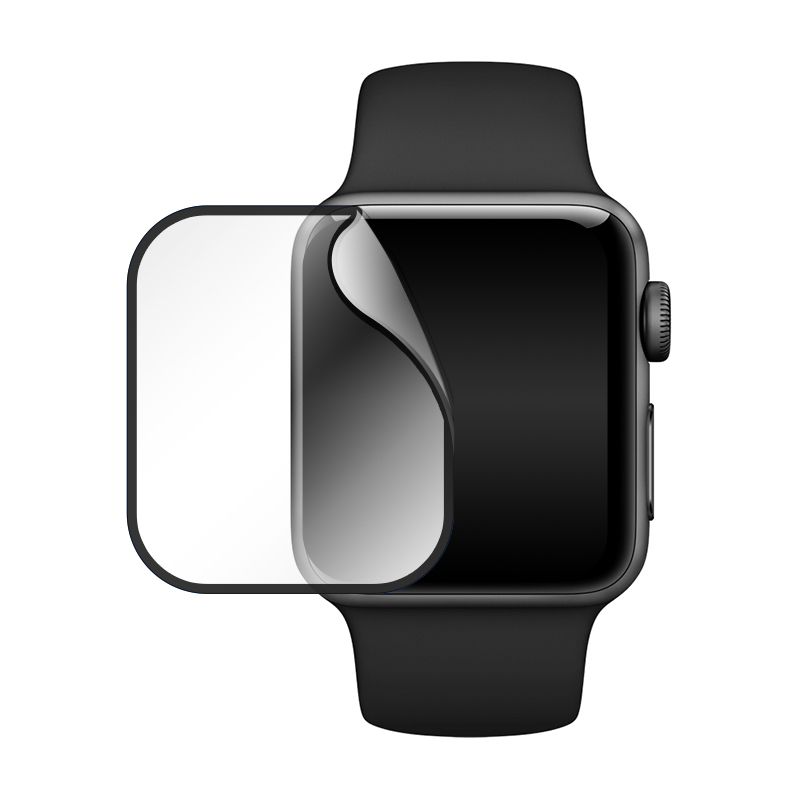 Защитное стекло 3D Premium для Apple Watch 38mm, черная рамка - 1