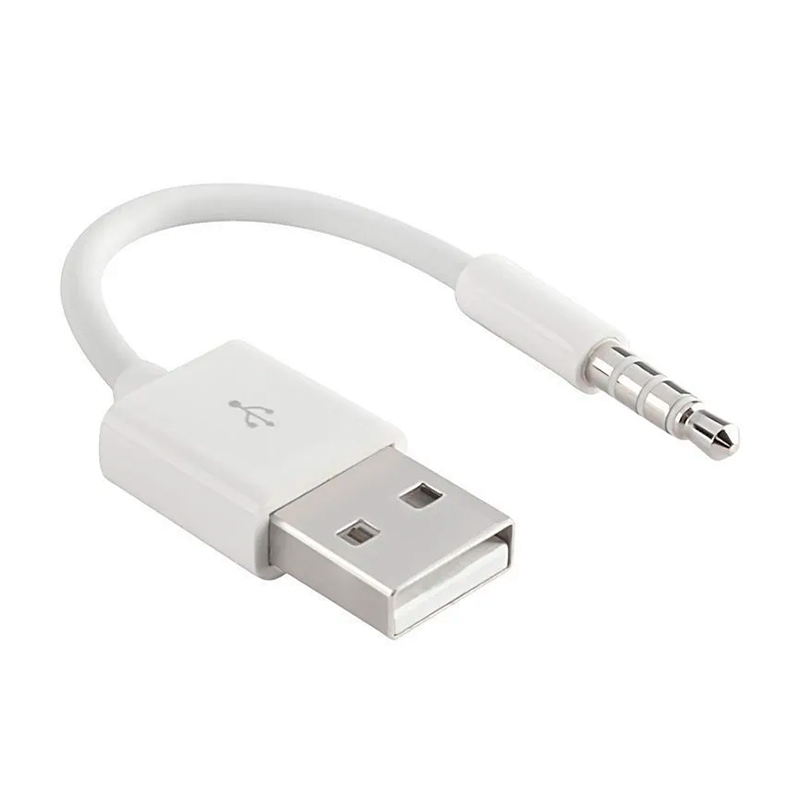 Дата-кабель USB - 3.5 mm jack 10 см, белый - 1