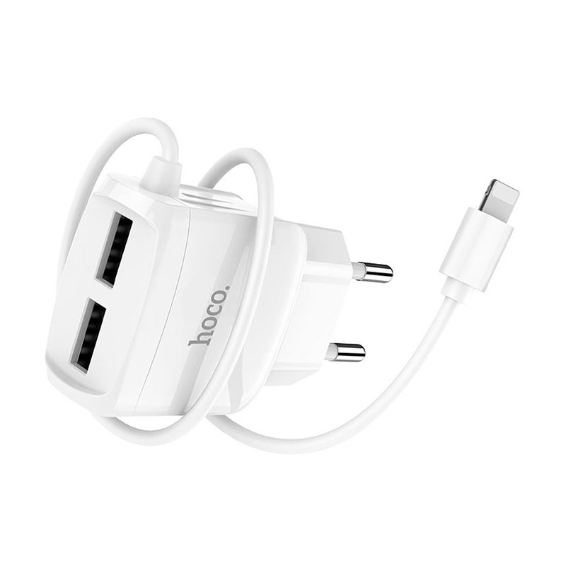 Сетевое зарядное устройство + кабель Lightning Hoco C59A 10 Вт, белый - 3