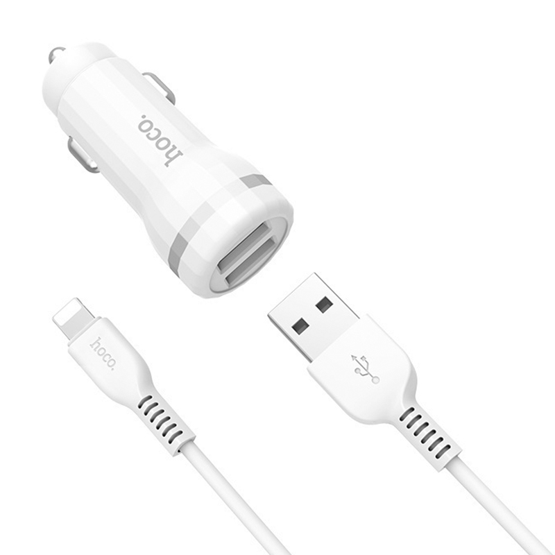 Автомобильное зарядное устройство + кабель Lightning Hoco Z27 12 Вт, белый - 5