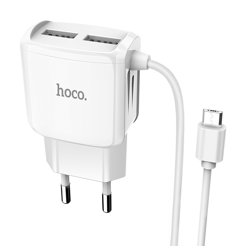 Сетевое зарядное устройство + кабель Micro Hoco C59A 10 Вт, белый - 1