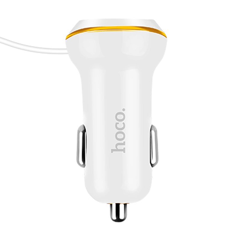 Автомобильное зарядное устройство + кабель Lightning Hoco Z14 18 Вт, белый - 1