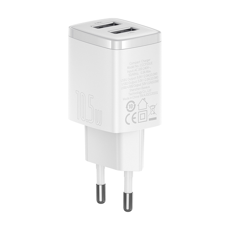 Сетевое зарядное устройство Baseus Compact Dual U 10.5 Вт - 3