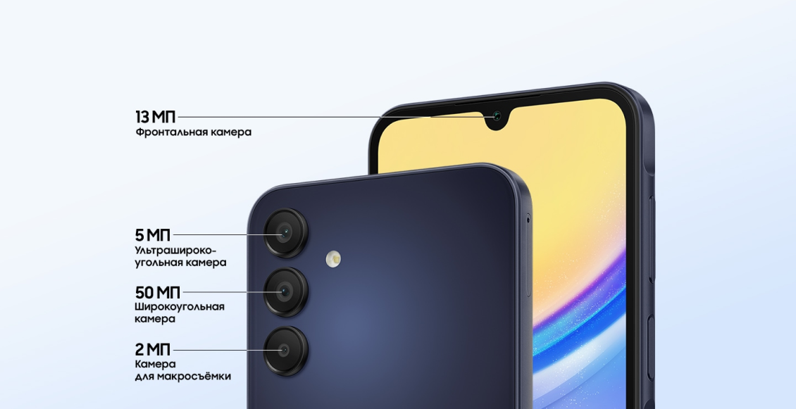 Смартфон Samsung Galaxy A15 8/256 ГБ тёмно-синий (2sim - гибридный слот)  - 3