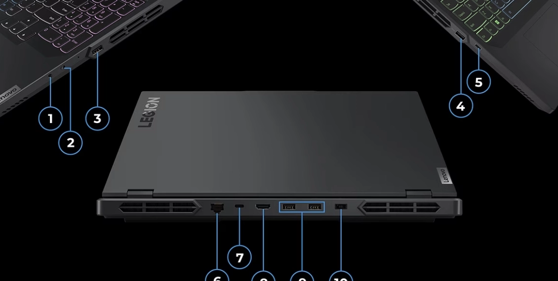 Ноутбук Lenovo Legion Pro 5 Gen 8 165Hz Ryzen 7 7745HX GeForce RTX4070 32 ГБ, 1 ТБ SSD (82WM0006US), серый Ноутбук Lenovo Legion Pro 5 Gen 8 165Hz Ryzen 7 7745HX GeForce RTX4070 32 ГБ, 1 ТБ SSD (82WM0006US), серый - 6