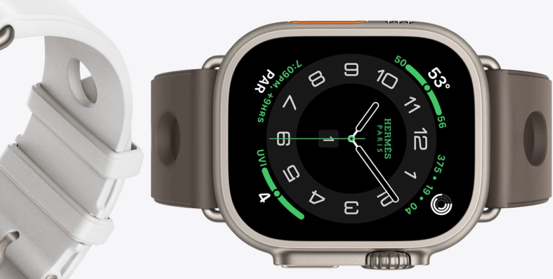 Умные часы Apple Watch Hermes Ultra 3 49mm GPS + Cellular Silver Titanium Case Gris Single Tour Scub'H Diving Strap Умные часы Apple Watch Hermes Ultra 3 49mm GPS + Cellular Silver Titanium Case Gris Single Tour Scub'H Diving Strap - 2