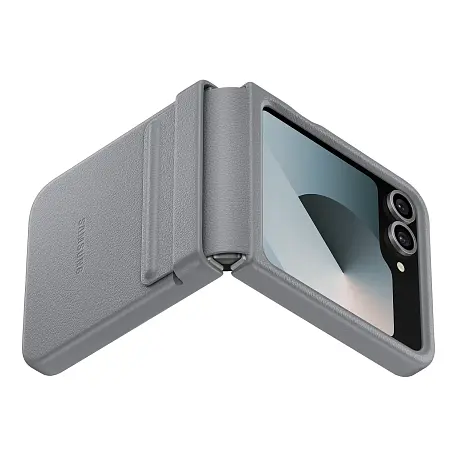Клип-кейс (накладка) Samsung Kindsuit Case для Samsung Galaxy Z Flip 6 / 7 FE экокожа, серый - 4