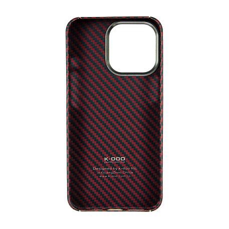 Клип-кейс (накладка) K-DOO Kevlar для Apple iPhone 13 Pro кевлар, чёрно-красный (полоска) - 2