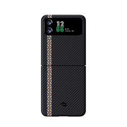 Клип-кейс (накладка) Pitaka Fusion Weaving MagEZ Case 3 для Samsung Galaxy Z Flip 4 кевлар (арамид), "рапсодия"