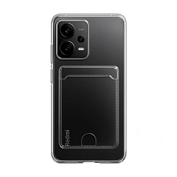 Клип-кейс (накладка) с визитницей для Xiaomi Redmi Note 12 Pro 5G силикон, прозрачный