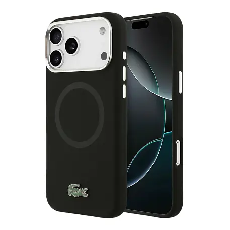 Клип-кейс (накладка) CG Mobile Lacoste Liquid Silicone Magsafe для Apple iPhone 17 Pro Max силикон, чёрный - 2