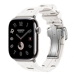 Умные часы Apple Watch Hermes Series 11 46mm GPS + Cellular Silver Titanium Case Blanc Single Tour Deployment Buckle Kilim Strap
