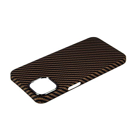 Клип-кейс (накладка) K-DOO Kevlar для Apple iPhone 13 кевлар, чёрно-коричневый (полоска) - 4