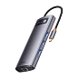 Адаптер-разветвитель для компьютера Baseus Metal Gleam Series/Starjoy(USB3.0*3+ HDMI*2+PD+RJ-45) (7в1) серый - 2