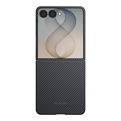 Клип-кейс (накладка) Pitaka Ultra-Slim Case для Samsung Galaxy Z Flip8 кевлар (арамид), чёрно-серый (узкая полоска) (FBFLIP8)