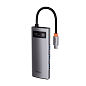 Адаптер-разветвитель для компьютера Baseus Metal Gleam Series/Starjoy (HDMI*1+USB3.0*3+PD*1) (5в1) серый - 2