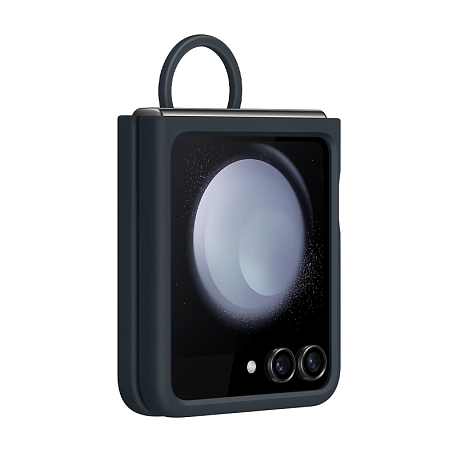 Клип-кейс (накладка) Samsung Silicone Case with Ring для Samsung Galaxy Z Flip 5 силикон, тёмно-синий - 2