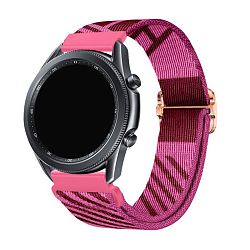 Ремешок для Samsung Watch 20mm нейлон розовый с красным