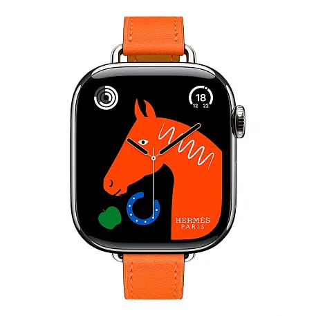 Умные часы Apple Watch Hermes Series 11 42mm GPS + Cellular Silver Titanium Case Orange Single Tour Attelage Strap (with Orange Hermès Sport band) - 2
