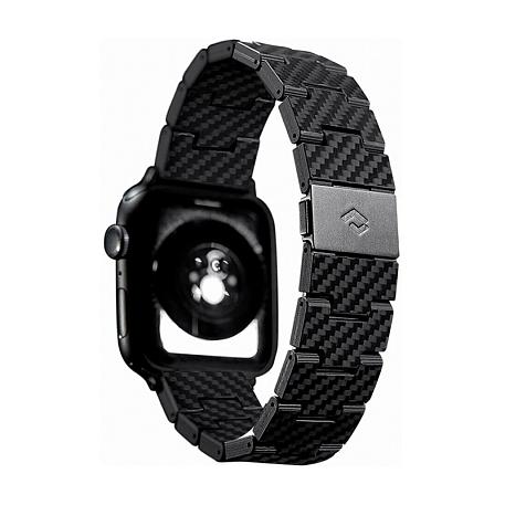 Браслет Pitaka Retro Fiber для Apple Watch 38 / 40 / 41 / 42mm карбон (Уценка) чёрно-серый (полоска) (удовлетворительное состояние, потертости) - 2