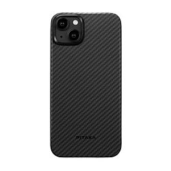 Клип-кейс (накладка) Pitaka MagEZ Case 4 для Apple iPhone 15 Plus кевлар (арамид), чёрно-серый (полоска)