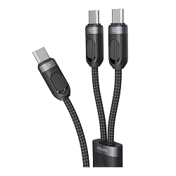 Дата-кабель Deppa 2in1 Cable Type-C to Type-C + Type-C 1.2 м, чёрный