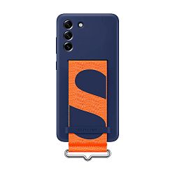 Клип-кейс (накладка) Samsung Silicone cover With Strap для Samsung Galaxy S21 FE полиуретан, поликарбонат, тёмно-синий