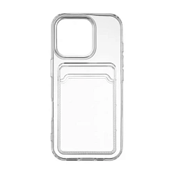 Клип-кейс (накладка) с визитницей Rocket Clear Plus для Apple iPhone 16 Pro Max полиуретан, прозрачный