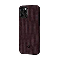 Клип-кейс (накладка) Pitaka MagEZ Case для Apple iPhone 12 Pro Max кевлар (арамид), чёрно-красный (плетение "шахматы")