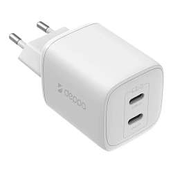 Сетевое зарядное устройство Deppa Wall Charger GaN PD/QC (2 USB-C) 45 Вт белый