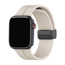 Ремешок D-Buckle для Apple Watch 44 / 45 / 46 / 49mm силикон пудровый