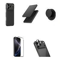 Набор аксессуаров WIWU Premium 5in1 Kevlar Kit для Apple iPhone 17 Pro чёрно-серый (полоска)