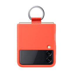 Клип-кейс (накладка) Samsung Silicone cover With Ring для Samsung Galaxy Z Flip 3 полиуретан, поликарбонат, коралловый