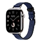 Умные часы Apple Watch Hermes Series 11 42mm GPS + Cellular Silver Titanium Case Navy/Noir Single Tour Twill Jump Attelage Strap (with Orange Hermès Sport band)