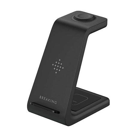 Беспроводное зарядное устройство Breaking 3 in 1 Charging Stand DS03 20 Вт (Уценка) чёрный (удовлетворительное состояние, царапины и потертости на корпусе, сильно повреждена упаковка) - 2