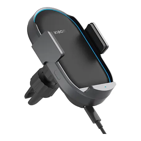 Автомобильный держатель Xiaomi Wireless Car Charger Kit 50W с беспроводной зарядкой (клеящаяся платформа, зажим) (Уценка) чёрный (хорошее состояние, две глубокие вмятины на корпусе) - 2